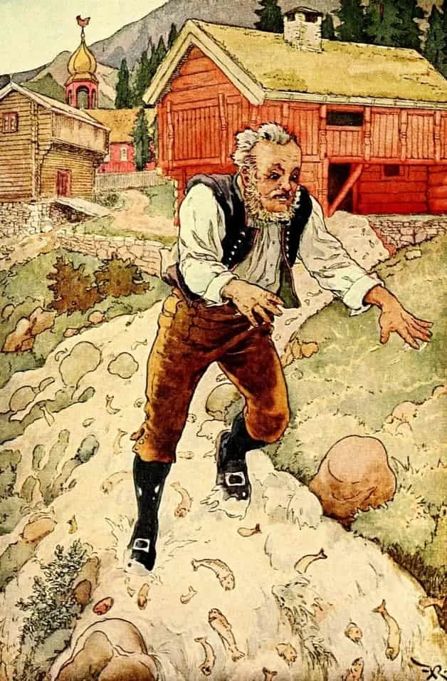 Illustration by Frederick Richardson for Why the Sea is Salt — Norwegian fairy tale