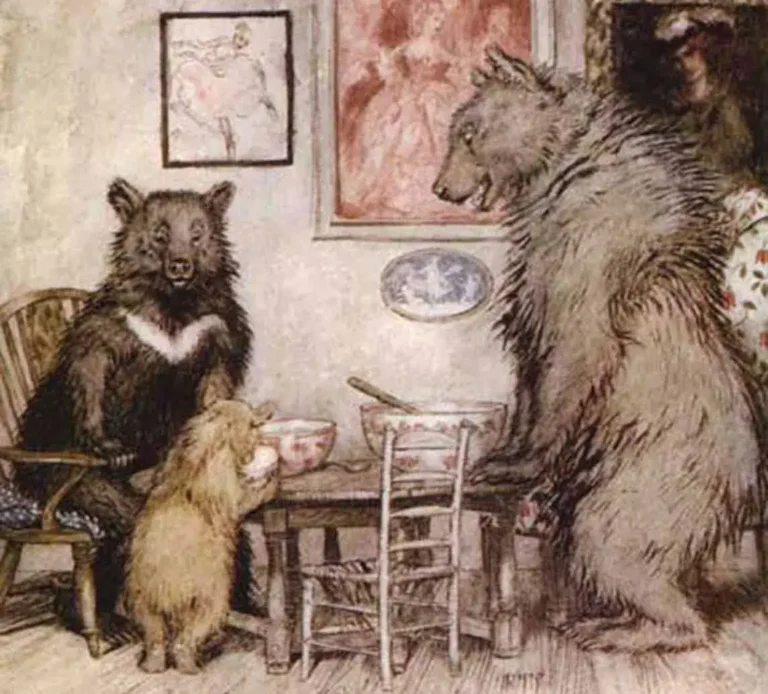 Three bears at a table
