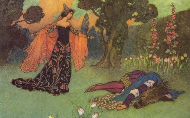 Beauty and the Beast, as illustrated by Warwick Goble. 