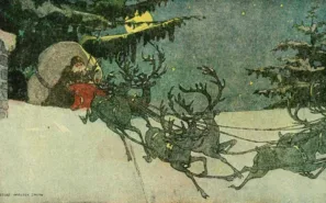 Santa riding a sledge