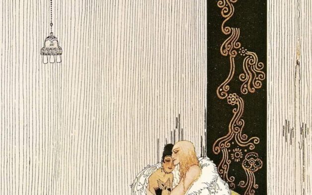 "The lad in the bear skin and the King of Arabia's daughter." Illustration by Kay Nielsen, published in East of the Sun and West of the Moon: Old Tales from the Norse Illustrated by Peter Christen Asbjørnsen and Jørgen Moe (1914), George Duran Company.