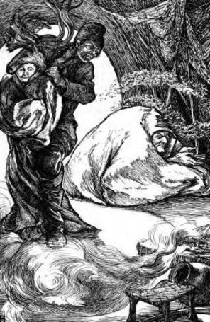 "The Gann-Finn." Illustration by Laurence Housman, published in Weird Tales from Northern Seas by Robert Lisbet Bain (1893),  Kegan Paul, Trench, Trübner & Co.