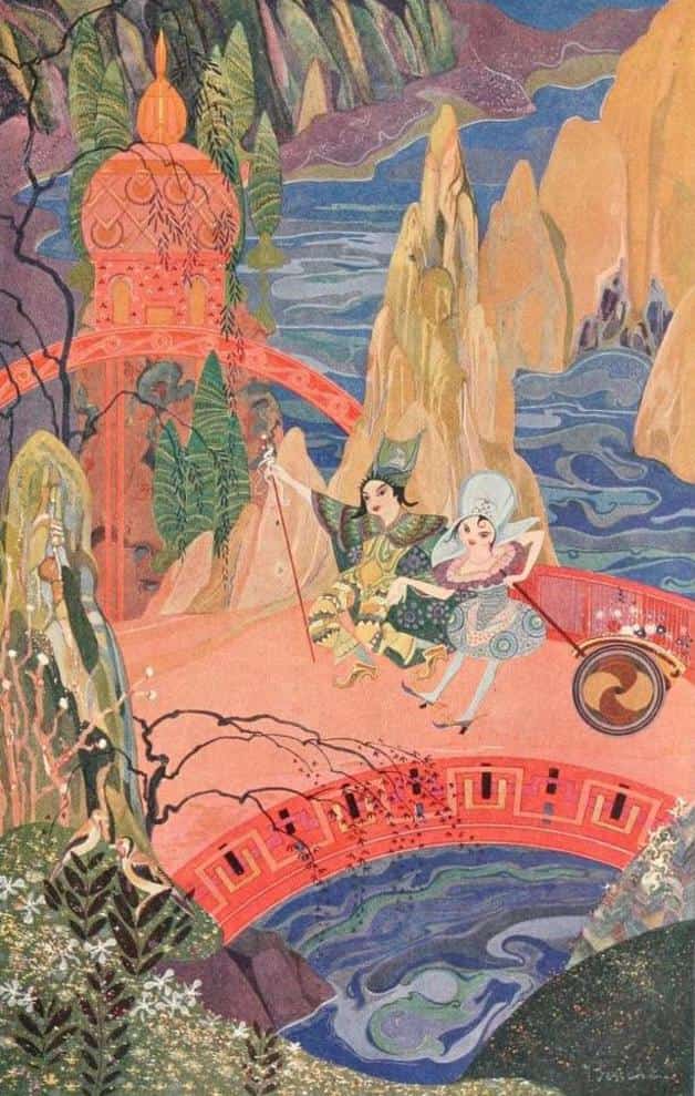 "Jan and Jannette." Illustration by Jean de Bosschère. Published in Folk Tales of Beasts and Men by Jean de Bosschère (1918). Dodd, Mead and Company.
