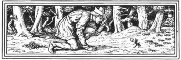 "They came to an anthill." Illustration by Walter Crane, published in Household Stories by The Brother Grimm (1882), Macmillan and Company.