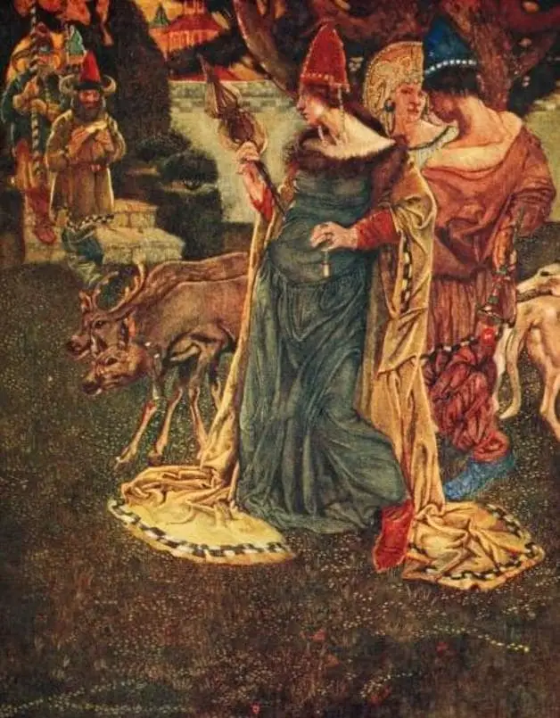 "The Tsar's councillors went to all of the houses of the nobles and princes." Illustration by Noel Nisbet, published in Cossack Fairy Tales by Robert Nisbet Bain (1916), G.G. Harap and Company.