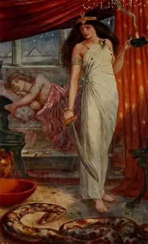 "The princess and the snake." Illustration by H.J. Ford. Published in The Brown Fairy Book by Andrew Lang (1910), Longmans, Green and Co.