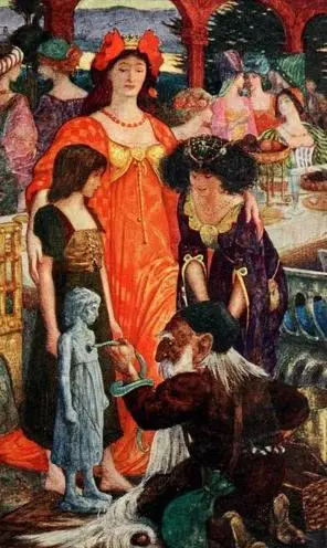 "The Tontlawald." Illustration by H.J. Ford. Published in The Violet Fairy Book (1906), Longmans Green and Co.