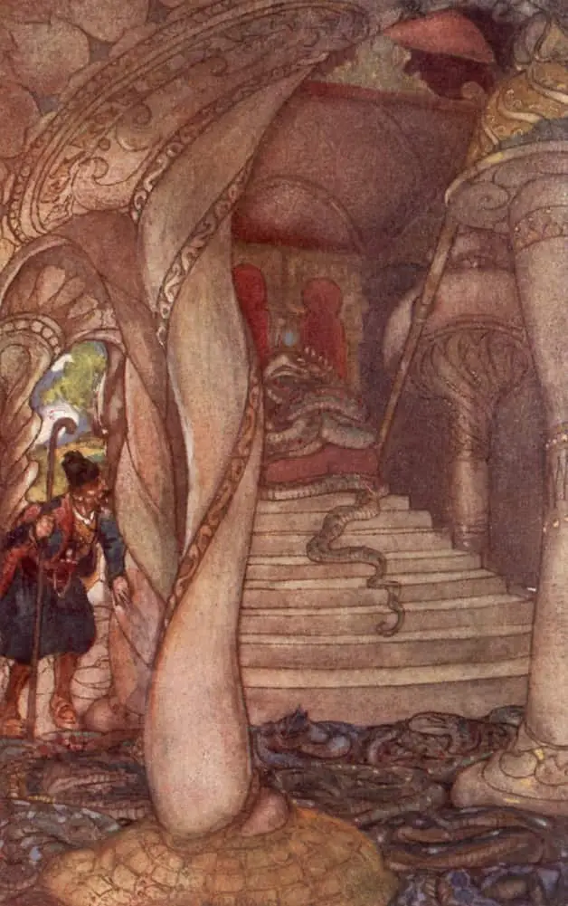 Image of the serpent coiled upon the throne 