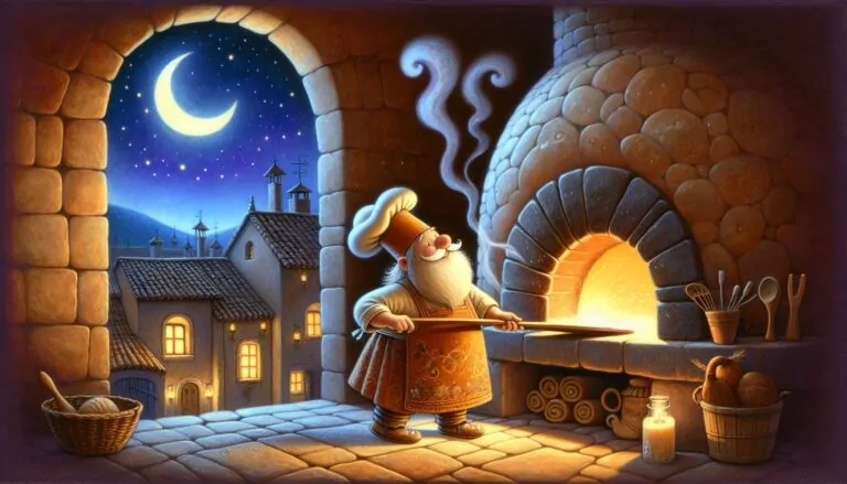 Illustration til Bageren der bagte månen